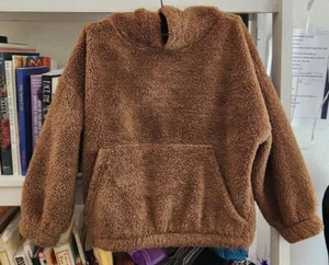 ZARA Kids Girl's M 8 128cm Plush Fleece Hooded Pullover Hoodie - Picture 1 of 5