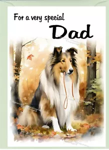 Rough Collie Dog Blank Card (6" x4") For DAD ideal Fathers Day, Birthday etc - Picture 1 of 1