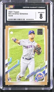 Andres Gimenez #53 CGC 8 Topps Baseball 2021 Gold Parallel RC New York Mets MLB - Bild 1 von 2