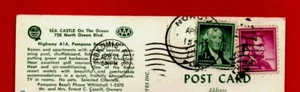 2 STAMPS 2 CANCELS Nokomis FL US postcard SEA CASTLE Pompano Beach Whitehall - Picture 1 of 3