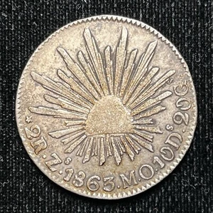Mexico 1863 Zs MO 2 Reales XF~ Zacatecas~ 1st Republic~BB75 - Picture 1 of 2