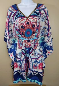 Accessorize Abito Caftano Piccola Tunica Top Floreale Paisley Perline Scollo Kimono - Foto 1 di 10