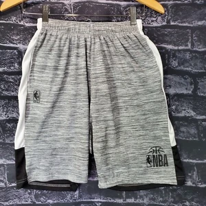 NBA Boys Basketball Shorts Large (14-16) Black Gray White Logo Pockets Sports - Picture 1 of 12
