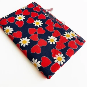 Vintage Cotton Fabric Valentine Groovy Hearts Flower Print 35” by 47” - Picture 1 of 2