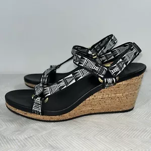 Teva Womens 8.5 Arrabelle Universal Black Geometric Wedge 1011533 Sandals Preppy - Picture 1 of 16