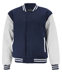 Boy's Classic Letterman Snap Button Sports Team Two Tone Kids Varsity Jacket - Picture 1 of 22