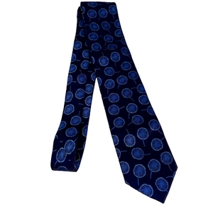 #7936 MARJA KURKI SILK BLUE FINLAND CIRCLES TIE 3 X 58  - Picture 1 of 4