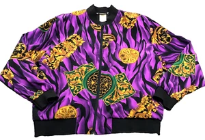Teddi Womens Jacket Sz M Purple Black Floral Full Zip Mock Neck Long Sleeve Mod - Picture 1 of 10