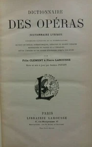DICTIONNAIRE DES OPERAS CLEMENT LAROUSSE 1881 - Picture 1 of 3