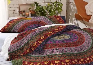 Indien Mandala Quilt Duvet Cover Bedding Cotton Double Size Doona Cover Bed Set - Picture 1 of 3