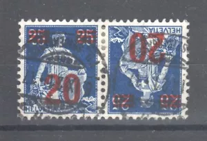 Switzerland ~ 1921 20c Helvetia Surcharged tête-bêche, Sc# 199a Used (B246) - Picture 1 of 2