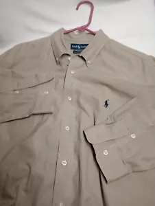 Ralph Lauren Shirt Mens XL Blake 2 Ply Button Down Long Sleeve Tan - Picture 1 of 10