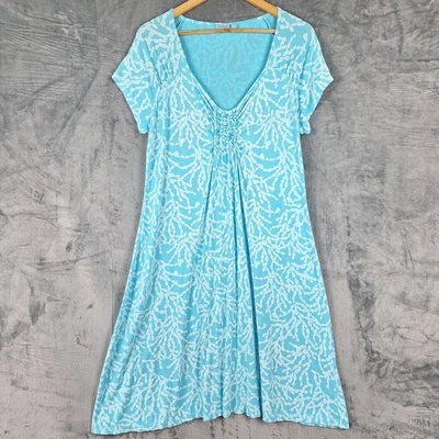 Vestido Fresh Produce XL Azul Midi Playa Crucero Costero Vacaciones Resort Boho Artístico Foto 1 de 4