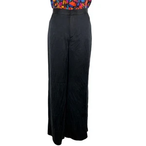 Y2K Ralph Lauren Black Silk Wide Leg Pants - Women's Size 12 - Picture 1 of 5