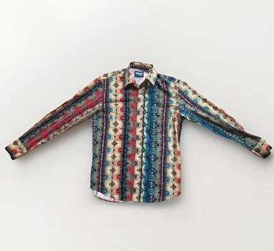 Camisa Western Wrangler Checotah Azteca Manga Larga Perla A Presión Para Hombre Talla Mediana Foto 1 de 4