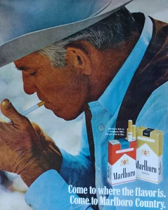 De colección 1970 Ad Marlboro Cigarettes Come To Where The Flavor Is Marlboro Country - Imagen 1 de 3