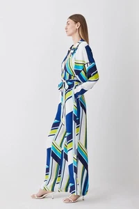 Karen Millen Bold Stripe Collared Batwing Jumpsuit Sz 20 BNWoT - Picture 1 of 5