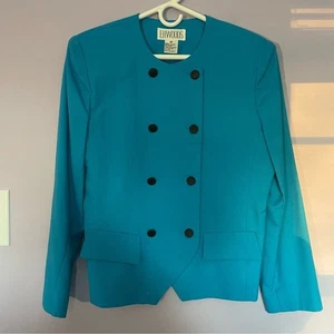 E.H.Woods Vintage Zweireiher Blazer in Türkis Blau Gr. 10/12 Damen - Bild 1 von 6