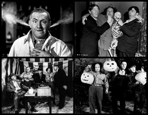 THE 3 STOOGES HALLOWEEN TRICK TREAT  ALL 4  FOUR  SEPARATE  11 X 14 LOBBY CARDS - Picture 1 of 1