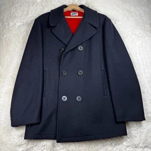 Lands End Men’s Vintage Navy Blue Double Breasted Pea Coat Made In USA Size 42 - Picture 1 of 9