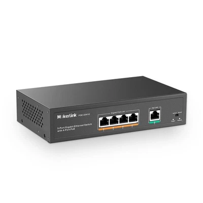 5-Port Gigabit PoE Switch with 4 PoE+ Ports 1000Mbps 78W Unmanaged - Image 1 of 4