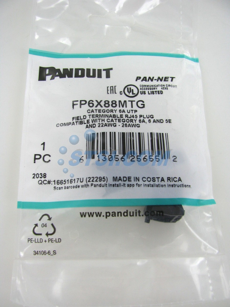 PCケーブル・コネクタ PANDUIT FP6X88MTG-X JAOSSP6ATGMW Cat6A Amazon.com: Panduit FP6X88MTG TX6A UTP Cat6a RJ45 Field