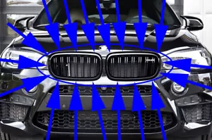 BMW 2015+ F16 F86 X6 M OEM X6 M PERFORMANCE FRONT GLOSS BLACK GRILLE PAIR NEW OE - Picture 1 of 8