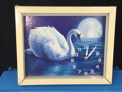 Vintage 3-D Intercraft Swan on the Water w/ Second Hand Clock Glass Face Picture - Image 1 of 4