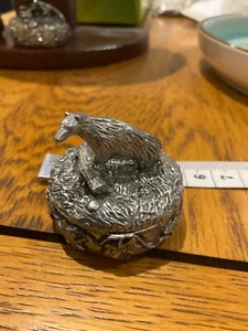 Small pewter trinket pill box Badger R Rice Woodsetton England - Picture 1 of 4