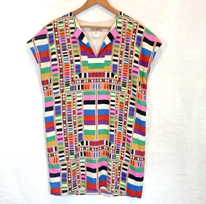 Vestido túnica elevador Mara Hoffman forrado arco iris geométrico colorido brillante M - Imagen 1 de 10