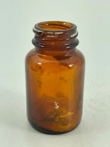 Vintage 1960 Owens Illinois Toiletry Medicine Embossed 3" Round Glass Bottle S32 - Picture 1 of 6