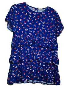 Crazy 8 dress Girls Size 12 Blue Floral Ruffled Short Sleeve Dress - Picture 1 of 8