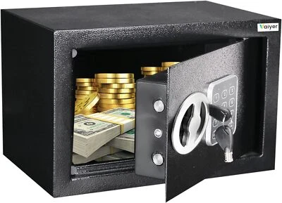 VAIYER Electronic Safe Box for Money with Digital Keypad & Keys Money Safe Lock Box ...