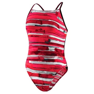 NEW* Speedo GIRLS 10 26 Swimsuit RACING $80 Youth Grey Red - Picture 1 of 4