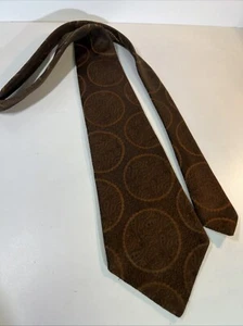 Damon Men's Necktie Tie Textured Polyester Brown Paisley Wide Mage’s Lincoln 58” - Picture 1 of 8