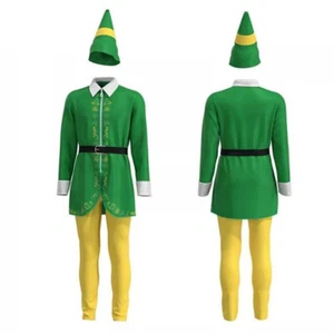 5PC/Set Buddy the Elf Costume Men Christmas Elf Costume Cosplay Full Set Costume - Picture 1 of 12