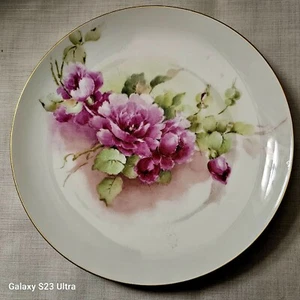 Vintage Haviland Limoges France Handpainted Pink Rose 8-1/2" Porcelain Plate - Picture 1 of 5