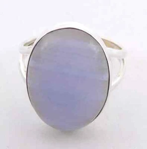 5.7Gm 925 Plata de Ley Natural Azul Inoxidable Ágata Cab Piedra Anillo Fino 9 US - Imagen 1 de 4