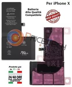 BATTERIA RICAMBIO COMPATIBILE PER IPHONE X da 2176mAh - Foto 1 di 1
