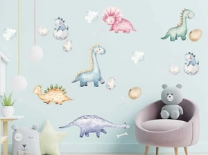 DINOSAURS nursery wall stickers pastel watercolour decal art - Picture 1 of 3