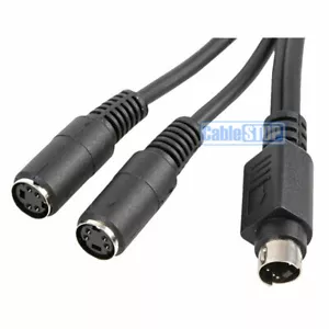 4 PIN MINI DIN SVIDEO SVHS SPLITTER 1 MALE PLUG to 2 FEMALE SOCKETS FOR TV VIDEO - Picture 1 of 2