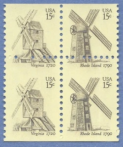 SC#1738/39 15c Windmill Booklet Partial Pane Misperforated Horizontally MNH -01 - Picture 1 of 2