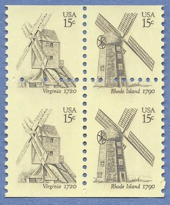 SC#1738/39 15c Windmill Booklet Partial Pane Misperforated Horizontally MNH -01 - Image 1 of 2