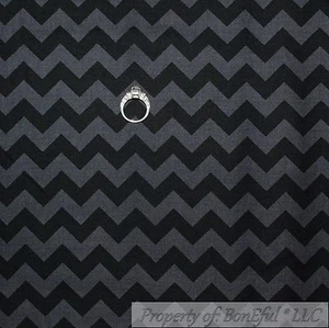 BonEful Fabric FQ Cotton Quilt Black Gray Tone Tonal Chevron Stripe Rick Rack US - Picture 1 of 13