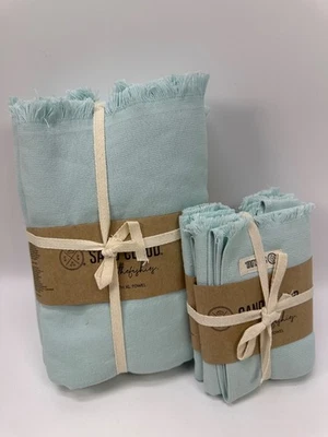 Paquete de toallas de baño y mano Sand Cloud Terra sin flecos XL - color vidrio marino Foto 1 de 2