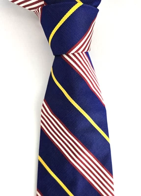 Polo Ralph Lauren 领带海军蓝红色田径条纹全新无标签复古标签 — 第 1/4 张图片