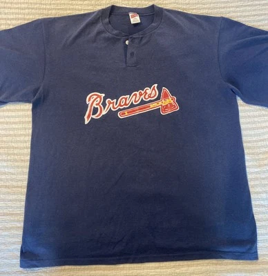 Atlanta Braves MLB VINTAGE Mens 2-Button Front Short Sleeve Shirt Size XL - Image 1 of 4
