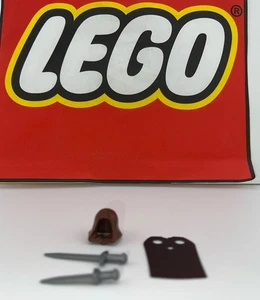 NEW Lego Minifig DARK Brown Star Wars Jedi Cape Hat Castle Kingdoms Knight sword - Picture 1 of 4