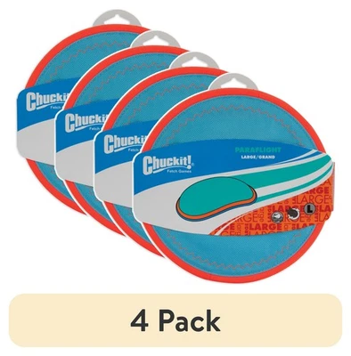 (4 pack) Chuckit! Paraflight Flying Disc Nylon Frisbee Dog Toy for Pools, 10.25"