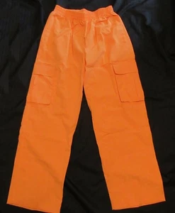 Damen Orange Y2K Low Waist Baggy Cargo Hose Streetwear Größe M - Bild 1 von 4